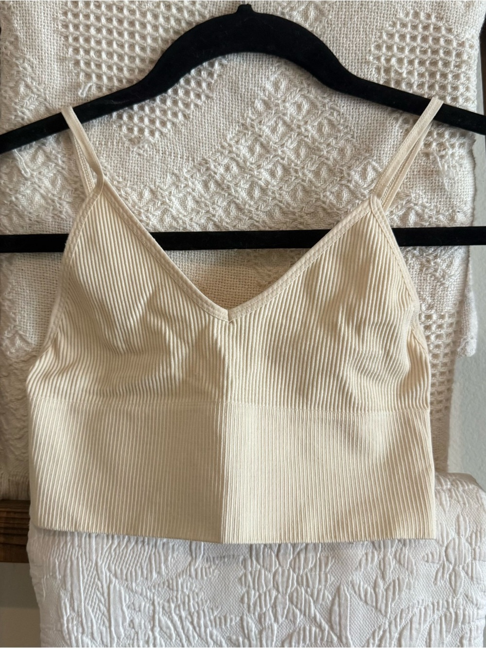 Urban Outfitters Out From Under Cream Ribbed Longline Bra
